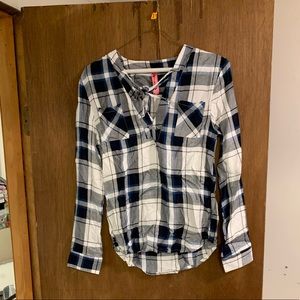 Blue Plaid Girls Top - Size M